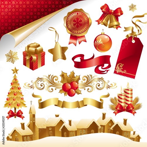 Vector set with Christmas symbols and objects