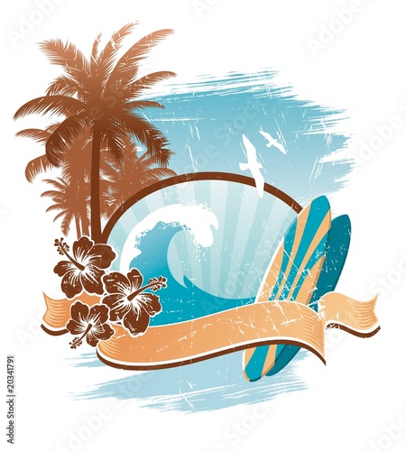 Vintage surfing emblem