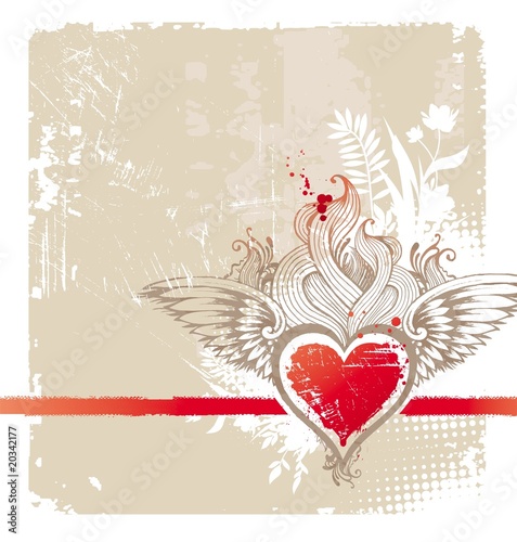 Vintage winged heart