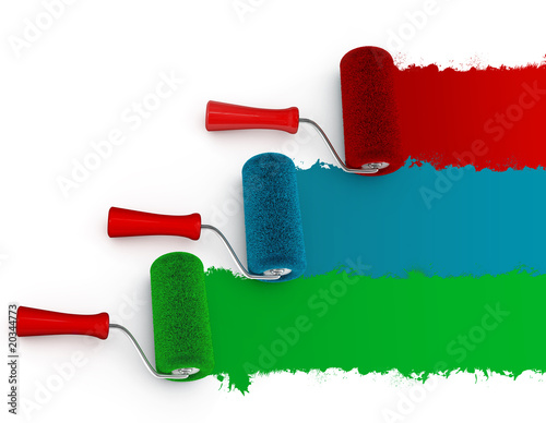 Wall redecoration with RGB paint rollers