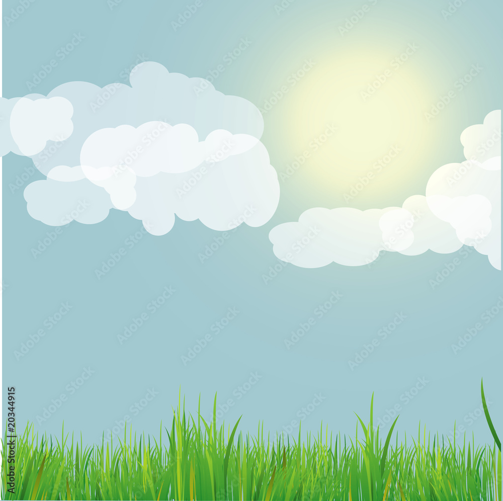 Nature background  with blue sky  . Vector Illustration