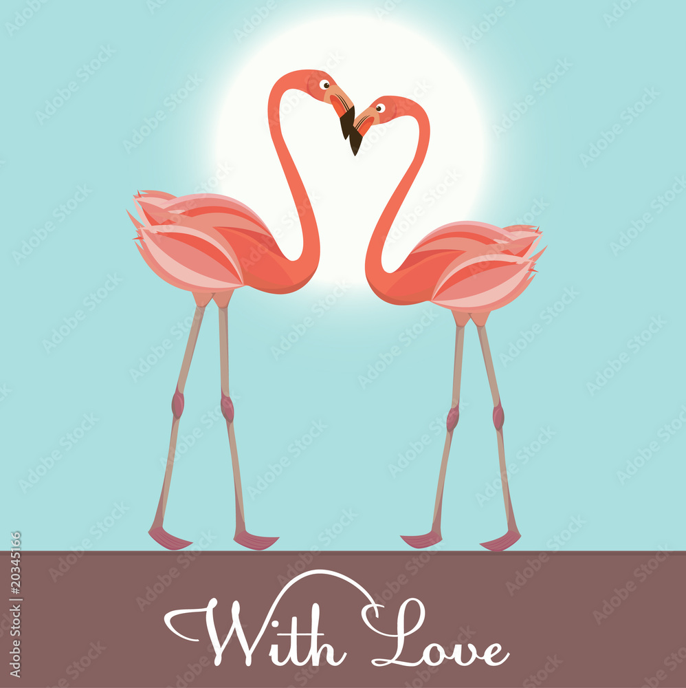 Fototapeta premium Flamingo love. Vector Illustration