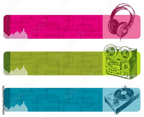 Banners with hand drawn musical equipment