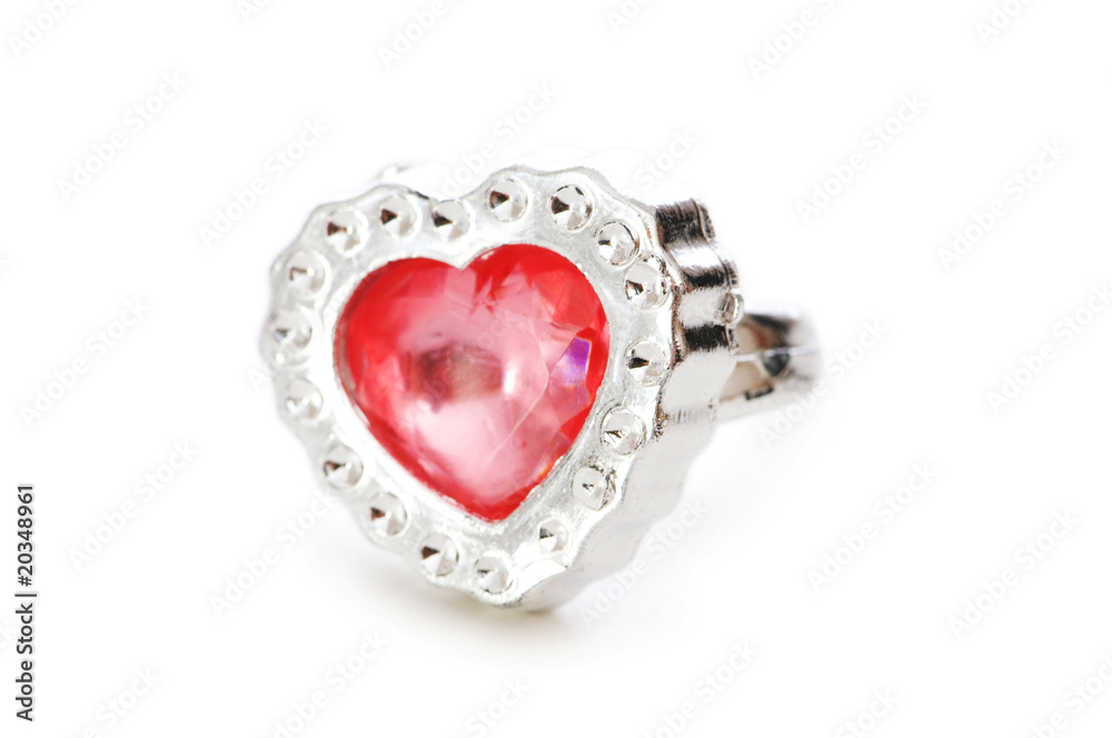 Heart shaped ring isolated on the white background Heart shaped ring isolated on the white background