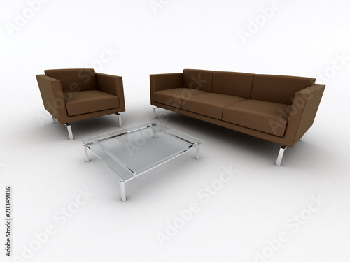 Isolated modern furniture on white background. 3d image.