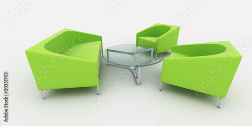 Isolated modern furniture on white background. 3d image.