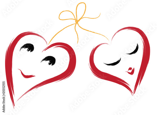 Two smiling hearts