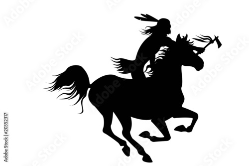 silhouette of indian man sitting on a horse