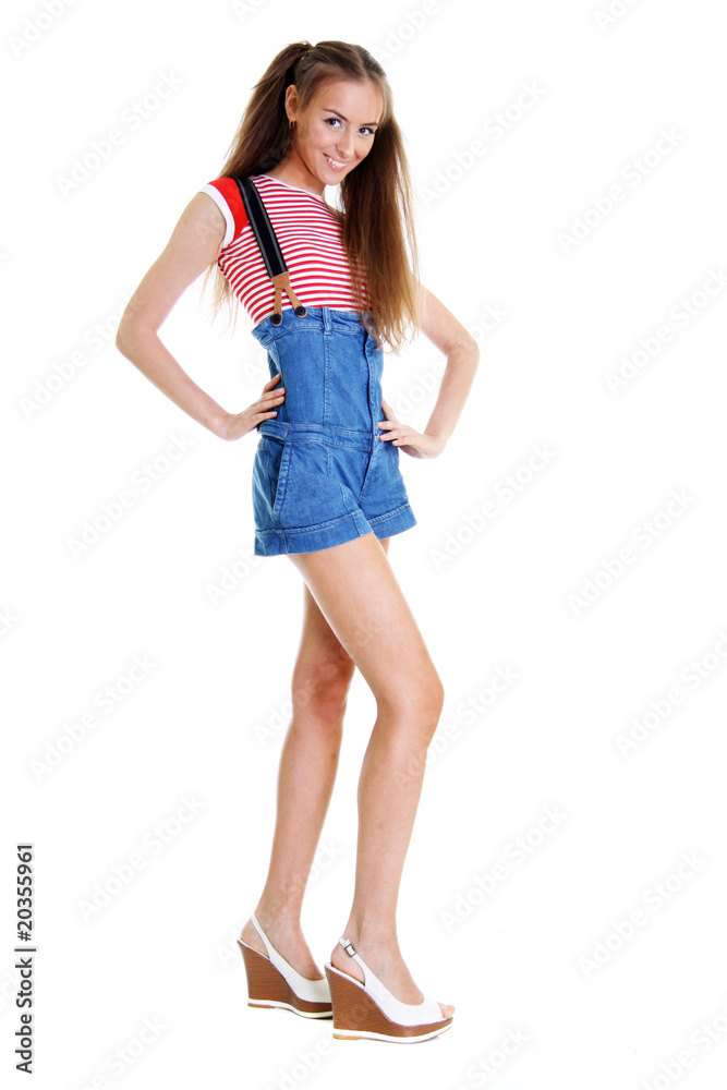 Young very happy gesturing smiling woman, isolated on white Young very happy gesturing smiling woman, isolated on white