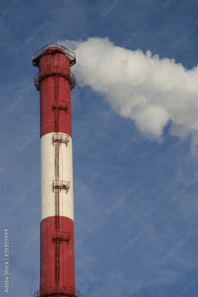 Pipe of power station and smoke from it Pipe of power station and smoke from it