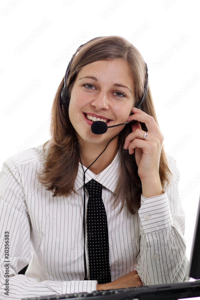 Close-up face of smiling woman in headphones Close-up face of smiling woman in headphones