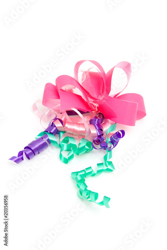 colorful streamers over white background