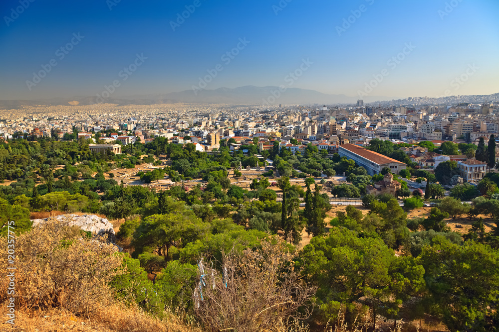 View on Athens from Acropolis at morning