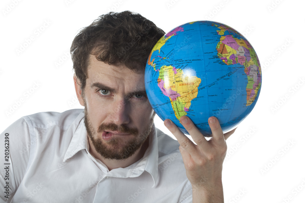 jeune homme sphère mondiale pensée penseur jeune homme sphère mondiale pensée penseur