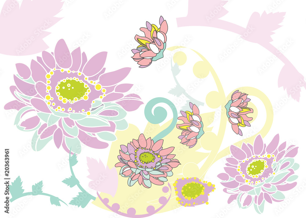 Fototapeta premium FLoral border with asters