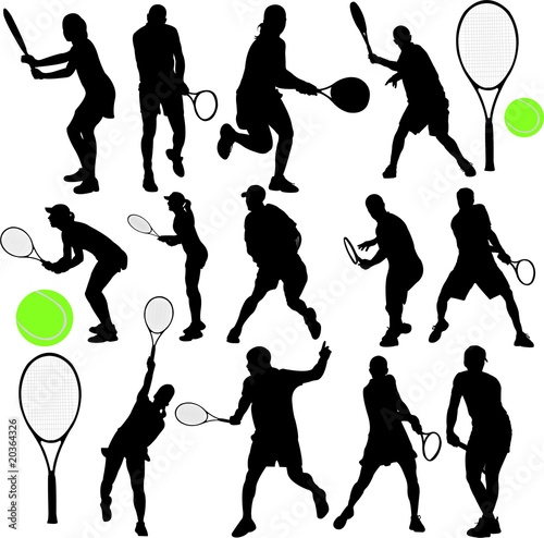 tennis players collection - vector