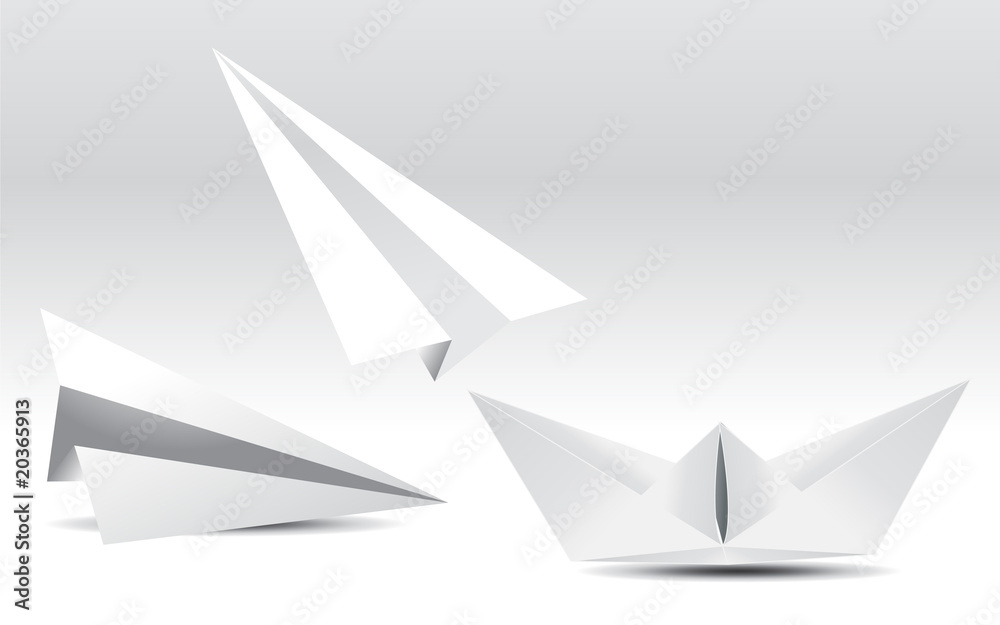 Fototapeta premium paper airplane and boat