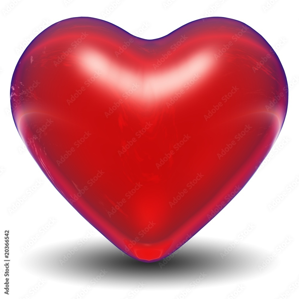 High resolution red 3D glass heart
