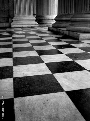Black and white tiled floor of St Pauls Cathedral