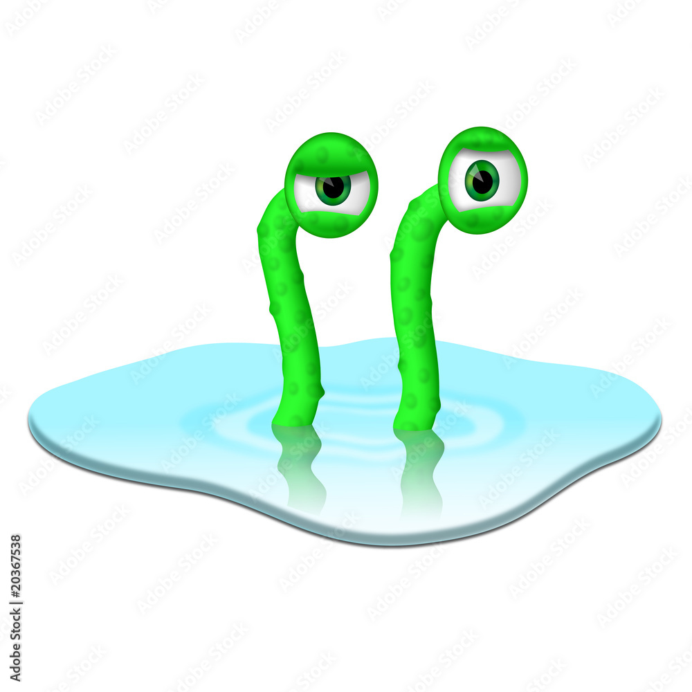 Fototapeta premium Green monster in the puddle - EPS 10 vector icon