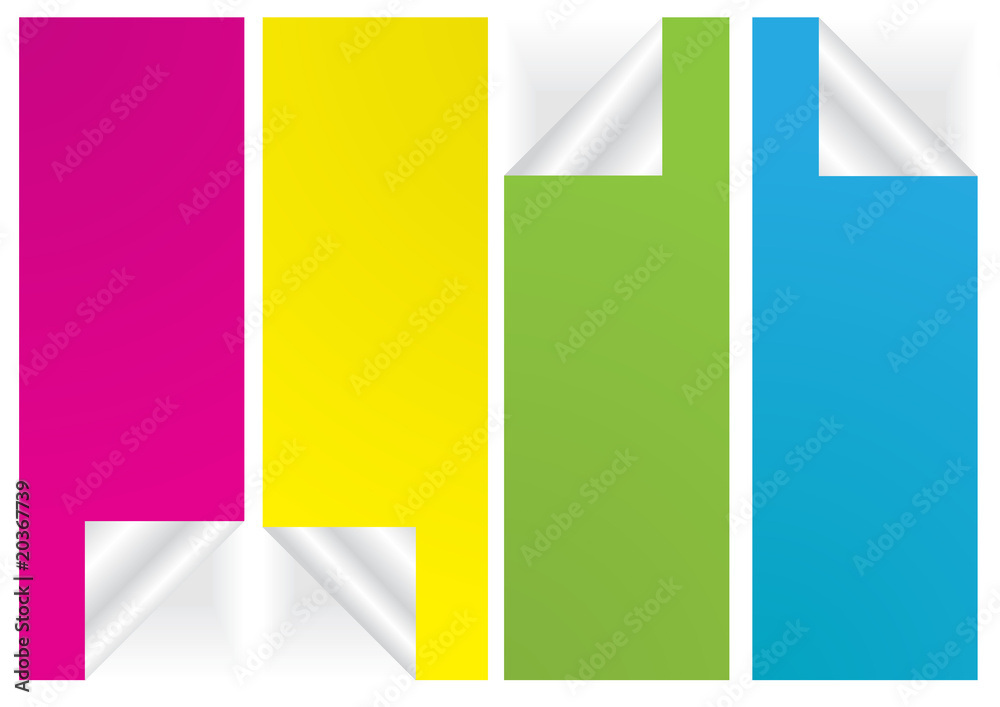 Vector illustration of four rectangle stickers