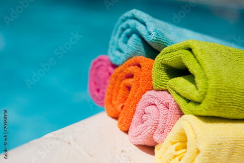 swimming pool with towels photo