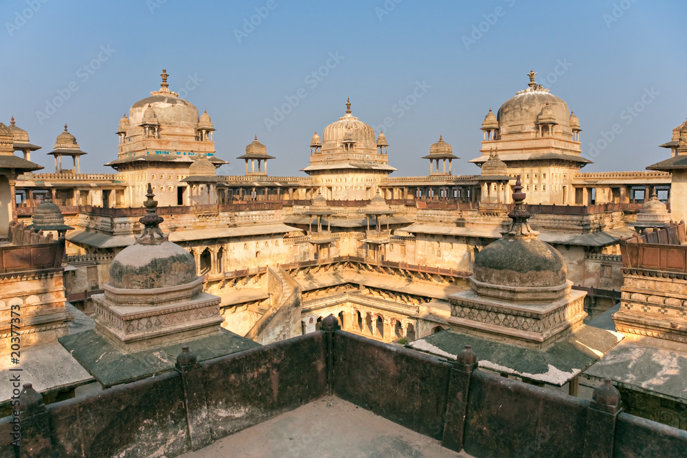 architecture of Orchha's Palace, India.