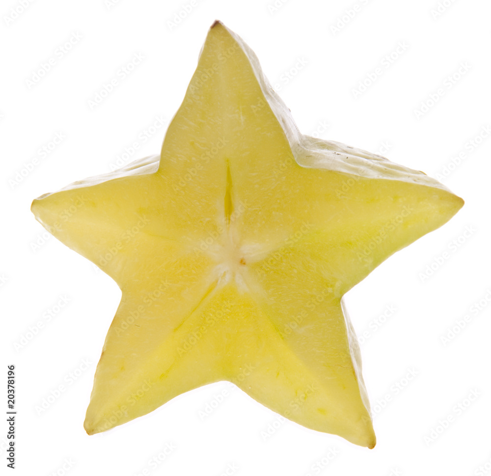 Carambola Starfruit Isolated on White Carambola Starfruit Isolated on White