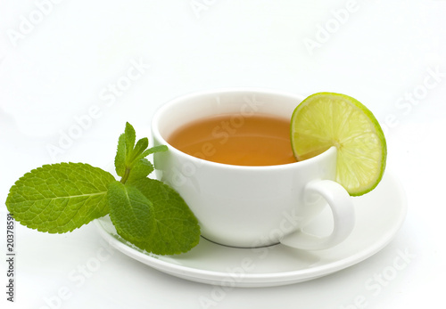 Tea with a lemon and mint