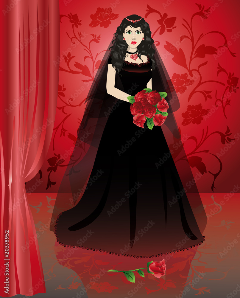 The black bride. A congratulatory card for alternative wedding.