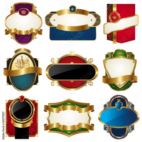 Collection of golden luxury ornate labels