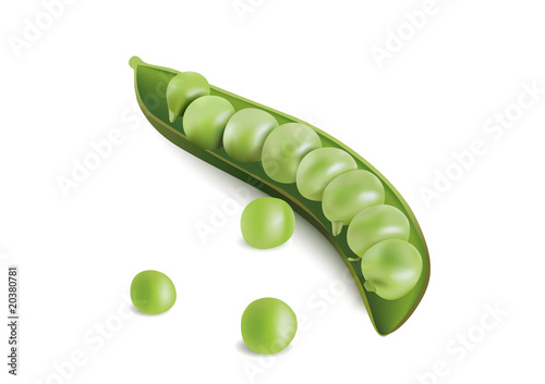 Peas on a white background