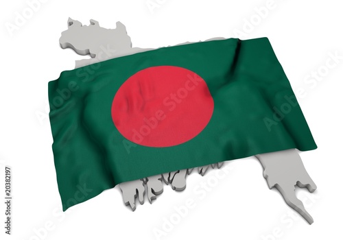 realistic ensign covering the shape of Bangladesh photo