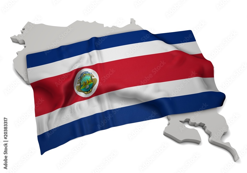 Fototapeta premium realistic ensign covering the shape of Costa Rica