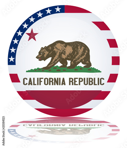 Californian State Round Flag Button (California Republic Vector)
