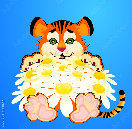 sign 2010 years is a  little tiger with camomiles