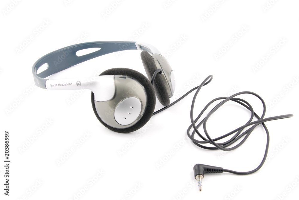 Headphones with cord on white Headphones with cord on white