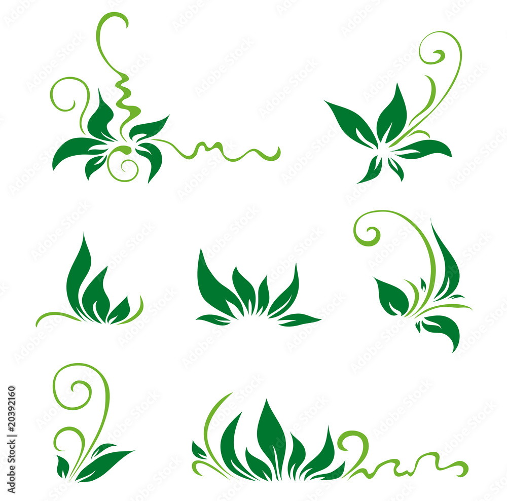 Fototapeta premium Leaves and swirls for decor
