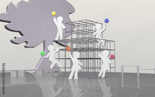 Children who play on the jungle gym