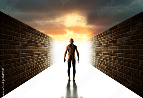 man on the way to horizon photo