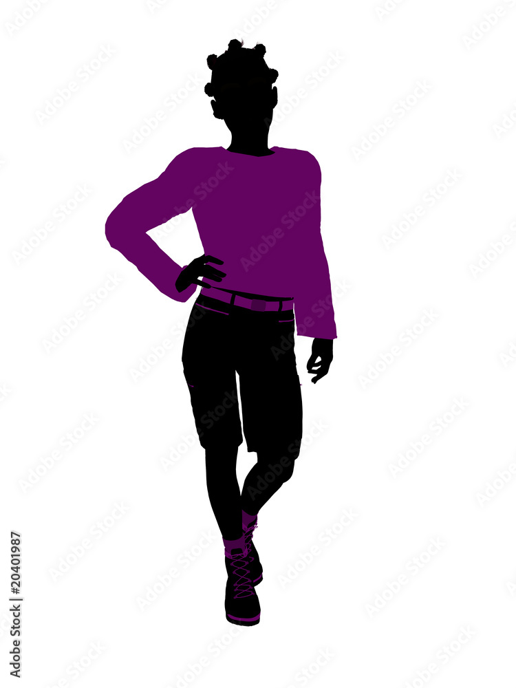 African American Teenager Illustration Silhouette African American Teenager Illustration Silhouette
