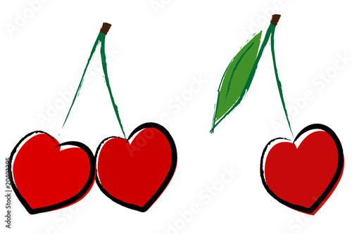 Ciliegie a cuore disegnate