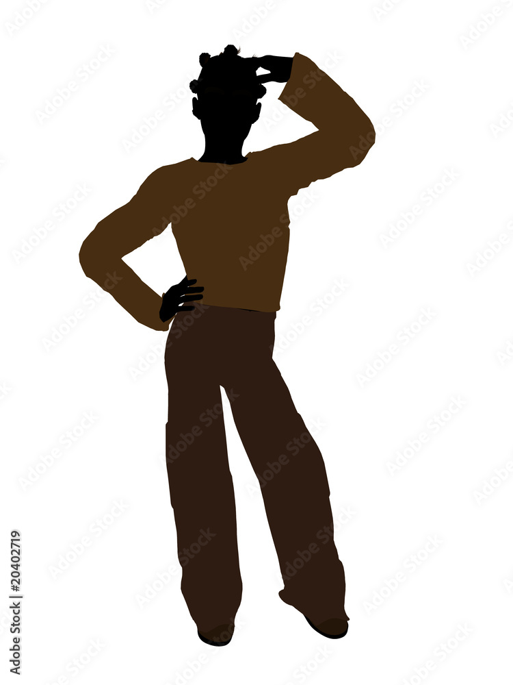 African American Teenager Illustration Silhouette