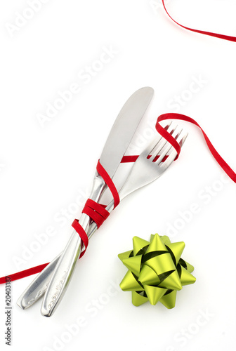 Cubierto y tenedor navideño