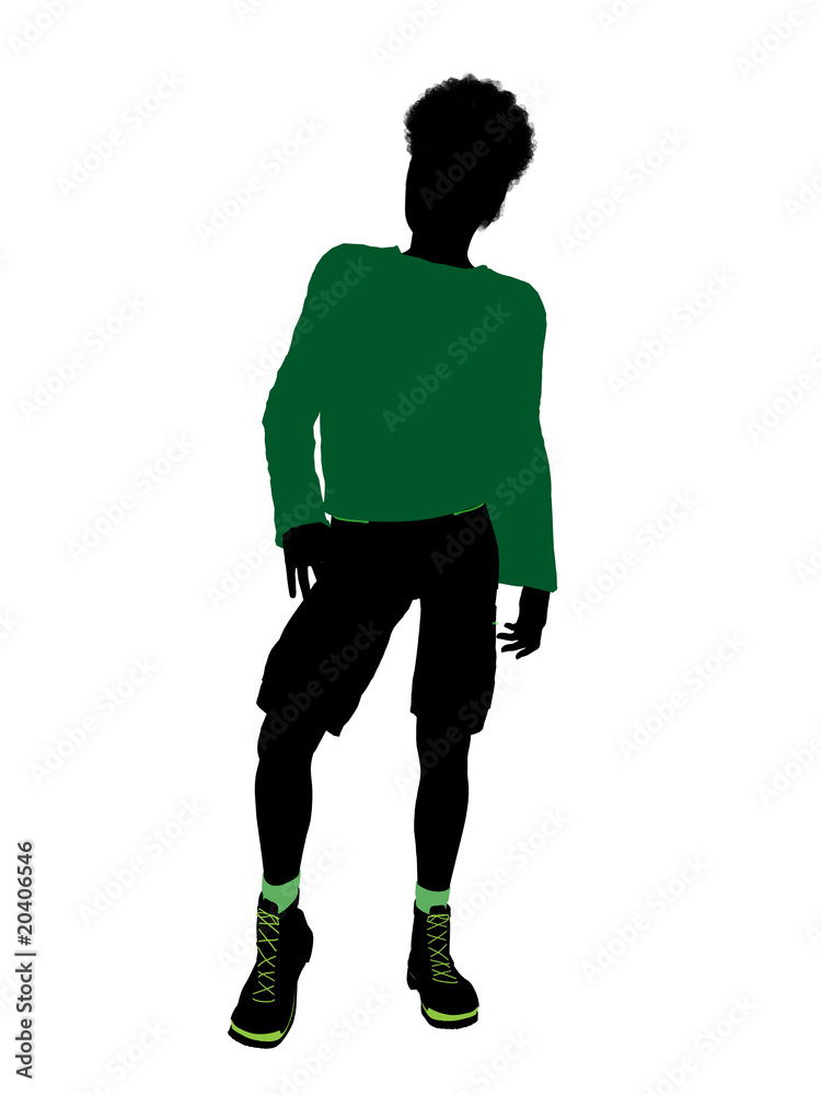 African American Male Teenager Illustration Silhouette African American Male Teenager Illustration Silhouette