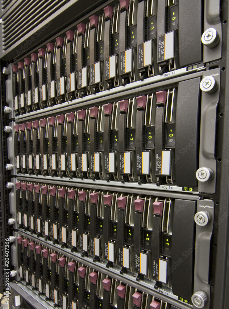 Row of hard drives Row of hard drives