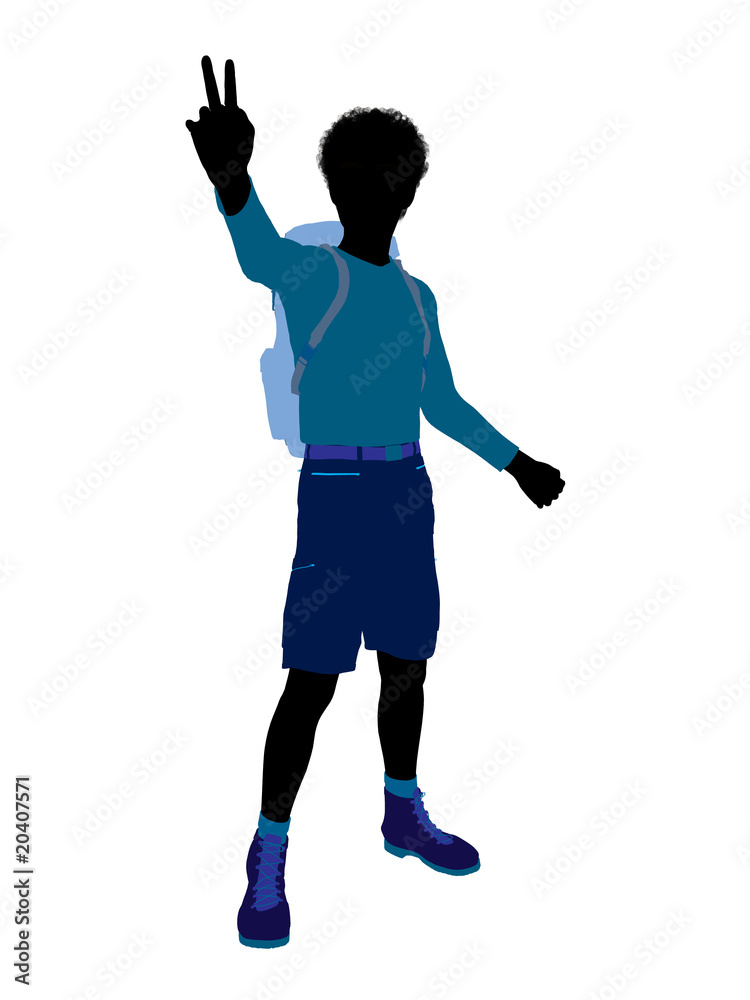 African American Teen Hiker Silhouette African American Teen Hiker Silhouette