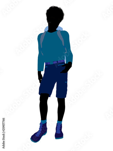 African American Teen Hiker Silhouette