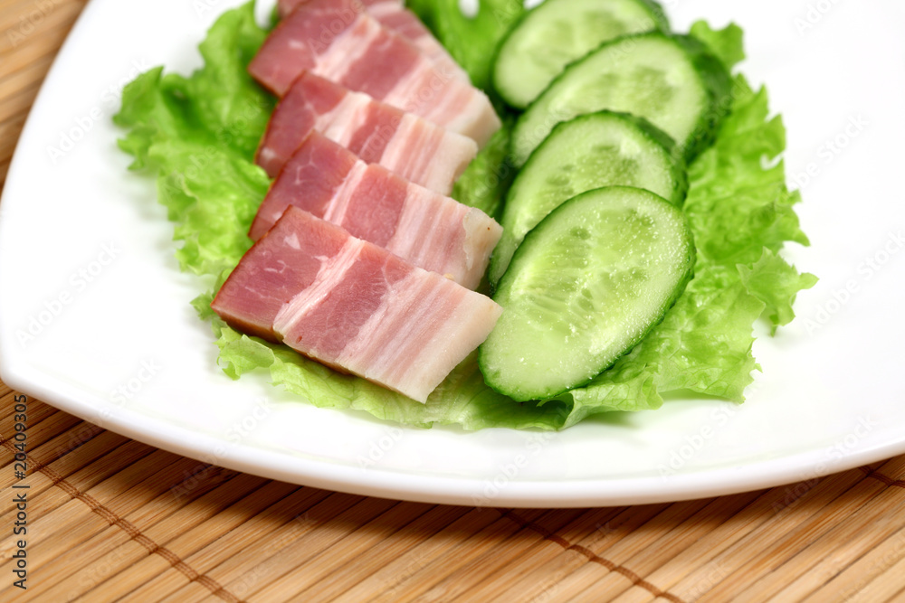 Bacon and green cucumber
