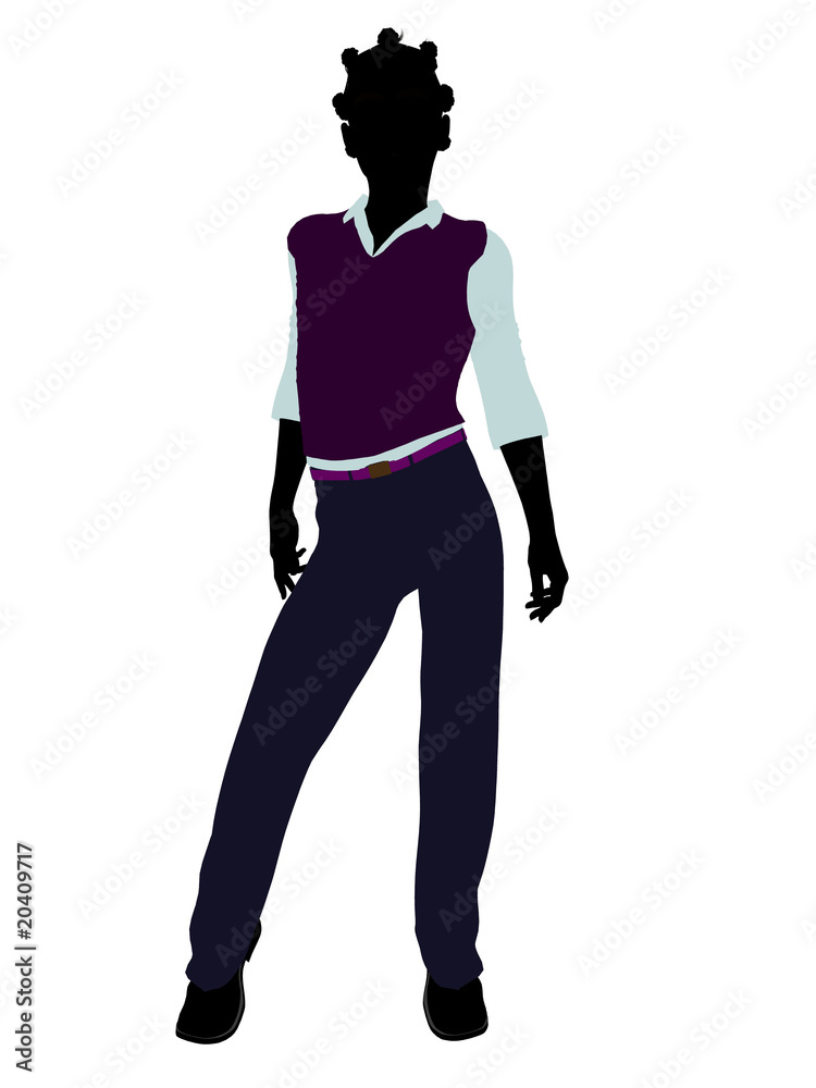 African American Teenager Illustration Silhouette African American Teenager Illustration Silhouette